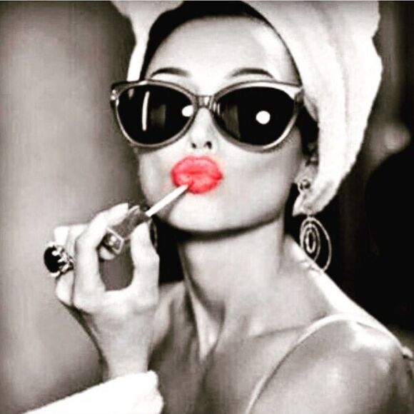 At Home Audrey Hepburn Red Lipstick Framed Wall Decor - Picture 1 of 6